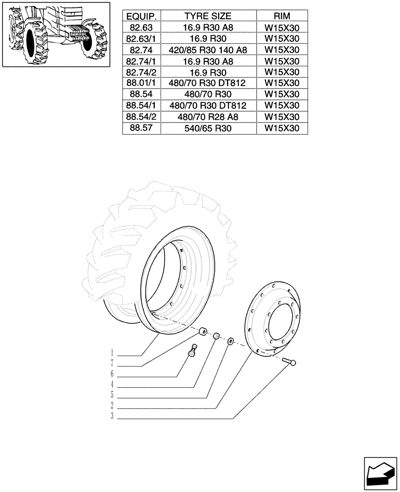 Схема запчастей Case IH PUMA 210 - (82.00[06]) - 4WD DRIVING WHEELS (11) - WHEELS/TRACKS