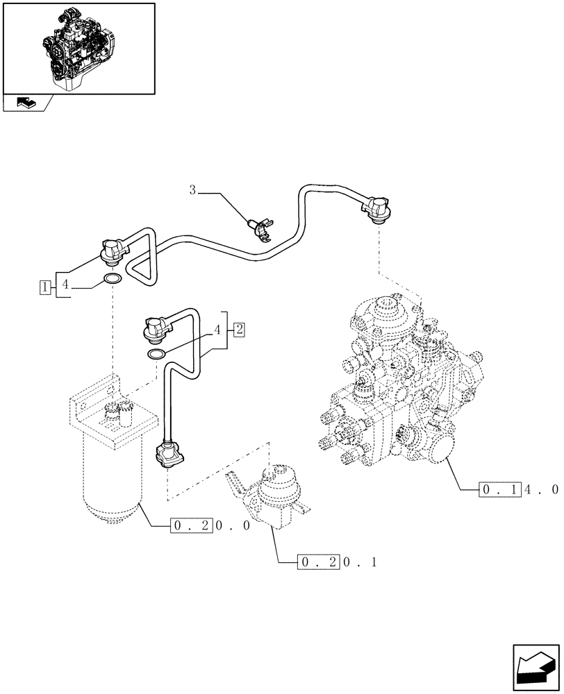 Схема запчастей Case IH F4GE9484A J601 - (0.20.3) - PIPING - FUEL  (504074184) 