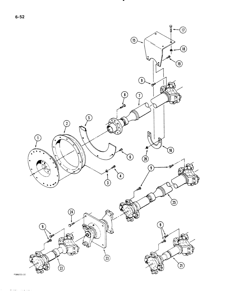 Схема запчастей Case IH STEIGER - (6-52) - DRIVESHAFT MOUNTING (06) - POWER TRAIN