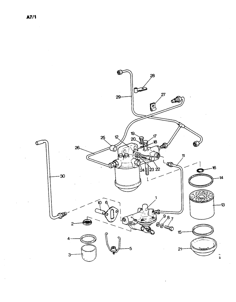 Схема запчастей Case IH 1190 - (A-07) - FUEL FEED PUMP, FILTERS AND PIPES (01) - ENGINE