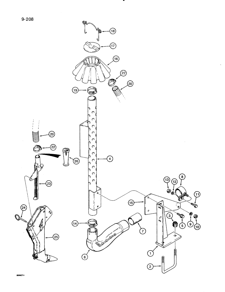 Схема запчастей Case IH 8500 - (9-208) - AIR SYSTEM, MANIFOLD PIPE TO FURROW OPENERS, UNITS WITH 7 INCH ROW SPACING, 45 FOOT WIDE DRILL (09) - CHASSIS/ATTACHMENTS