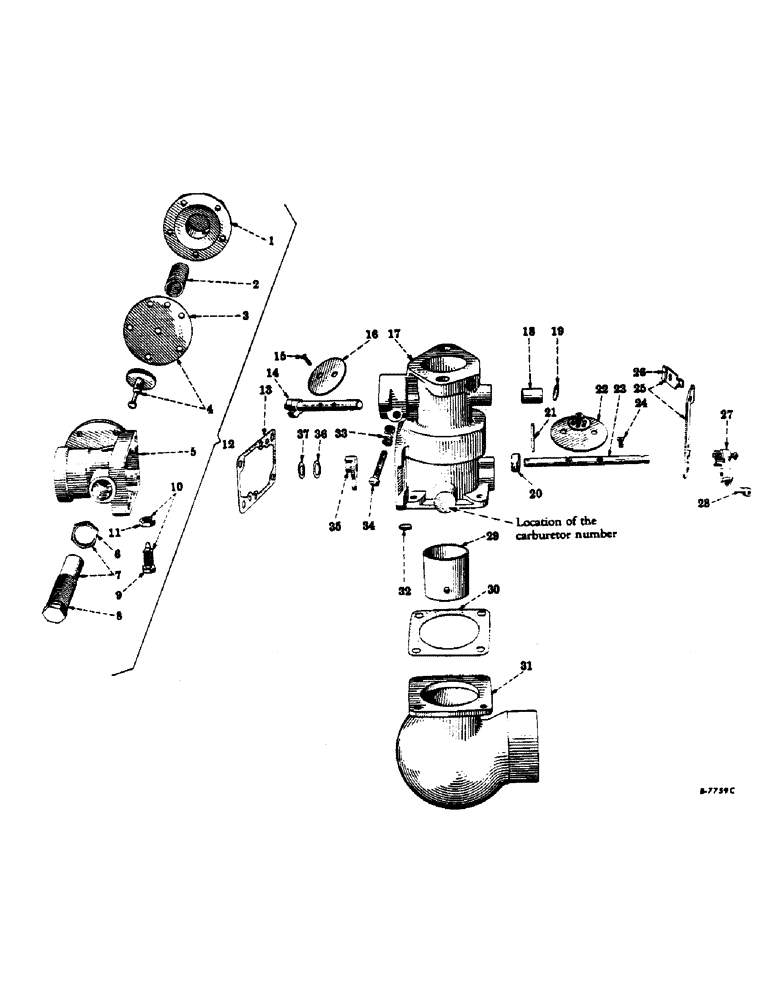 Схема запчастей Case IH 350 - (043) - CARBURETED ENGINE, CARBURETOR, LIQUEFIED PETROLEUM GAS (01) - ENGINE