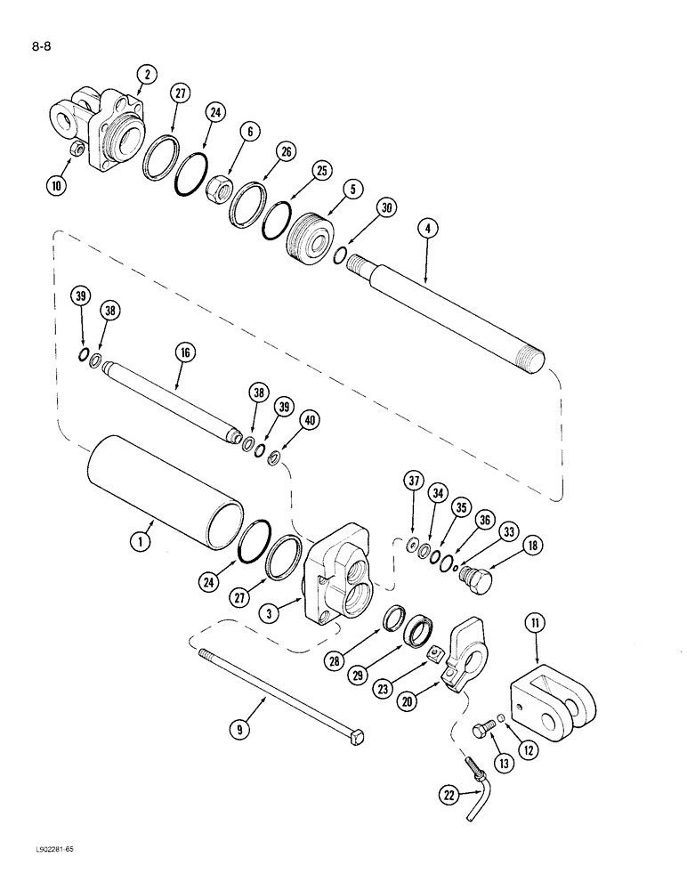 Схема запчастей Case IH 730 - (8-8) - HYDRAULIC CYLINDER, WIDTH ADJUSTING 