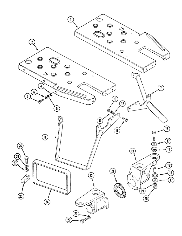 Схема запчастей Case IH 1294 - (9-304) - FOOTPLATES AND MOUNTINGS, TRACTORS WITHOUT CAB (09) - CHASSIS/ATTACHMENTS