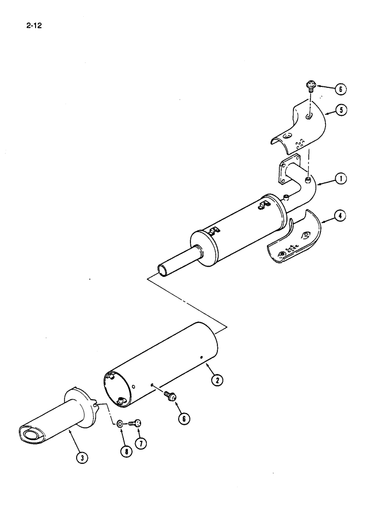 Схема запчастей Case IH 245 - (2-12) - EXHAUST SYSTEM, HORIZONTAL (02) - ENGINE