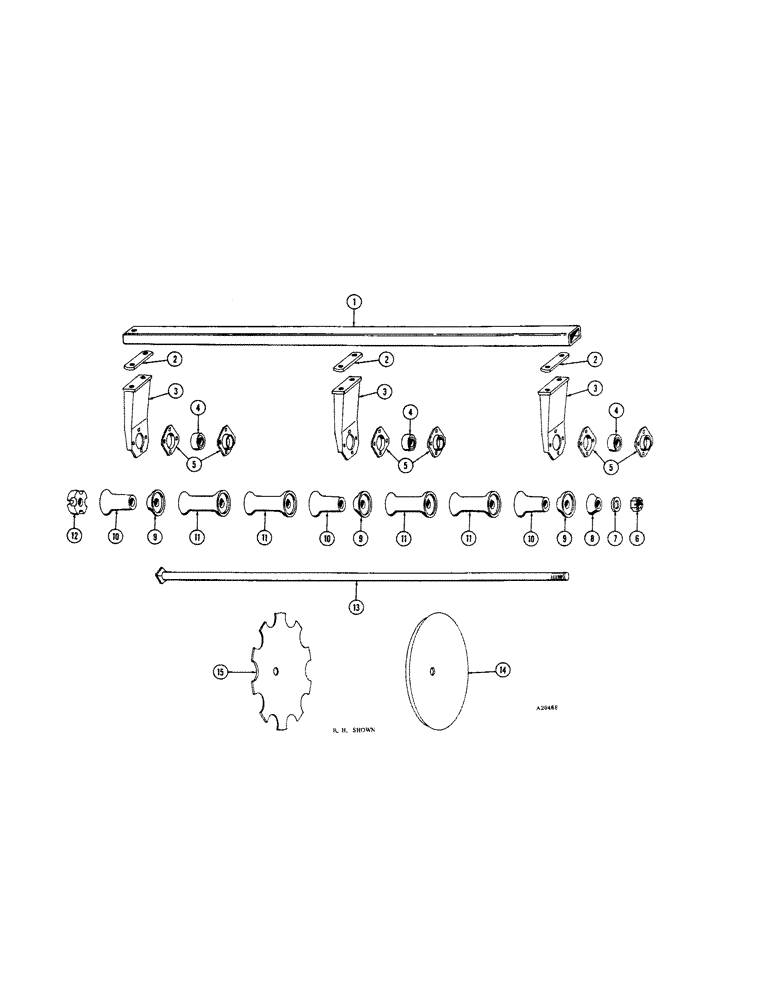 Схема запчастей Case IH B-SERIES - (46) - FRONT GANG B129, 9-5/16 INCH SPACING 