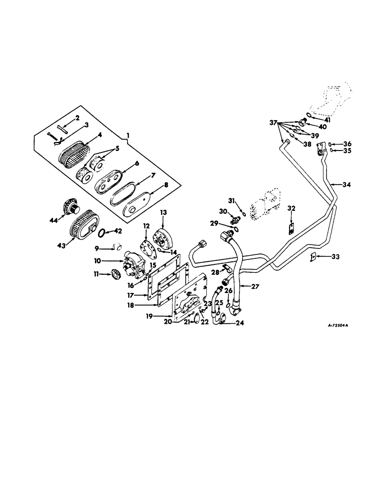 Схема запчастей Case IH 504 - (217) - HYDRAULIC SYSTEM, HYDRAULIC POWER SUPPLY, FARMALL TRACTORS W/DRAFT OR LIFT CONTROL OR POWER STEERING (07) - HYDRAULIC SYSTEM