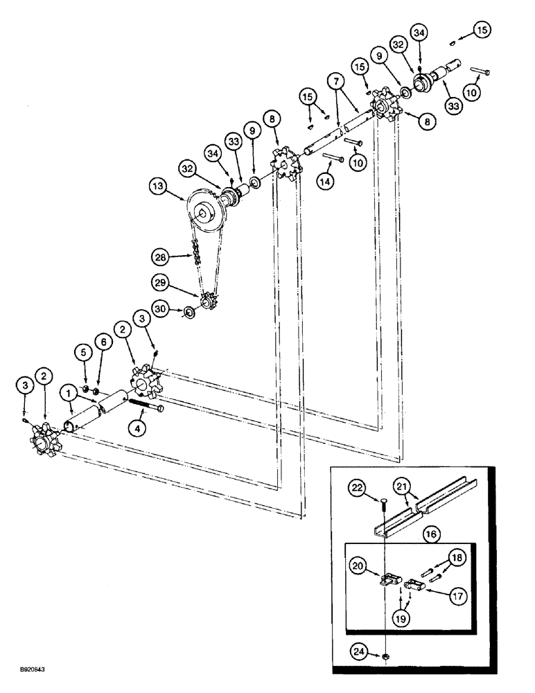 Схема запчастей Case IH 2044 - (9C-34) - UNLOADING CONVEYOR AND DRIVE (15) - HANDLING SYSTEM