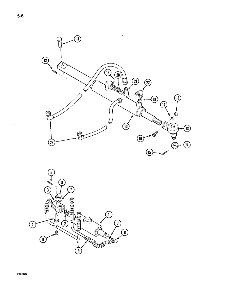 Схема запчастей Case IH 495 - (5-006) - POWER STEERING CYLINDERS AND HOSES, TWO WHEEL DRIVE TRACTOR (05) - STEERING