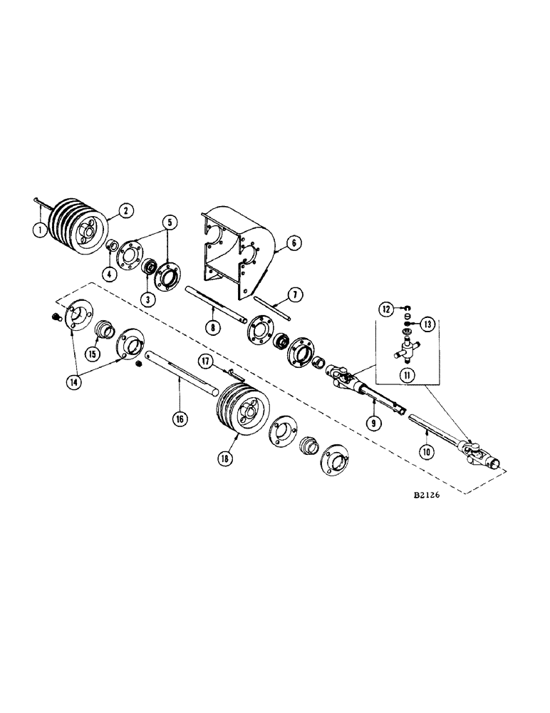 Схема запчастей Case IH 1150 - (028[A]) - HEADER DRIVE UNIVERSAL JOINT SHAFT (58) - ATTACHMENTS/HEADERS