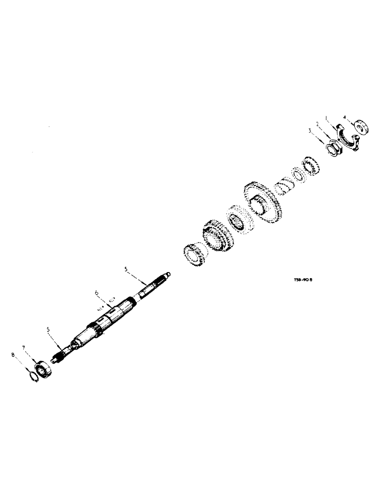 Схема запчастей Case IH 434 - (6-058) - TRANSMISSION GEARS AND SHAFTS - ATTACHMENTS (06) - POWER TRAIN