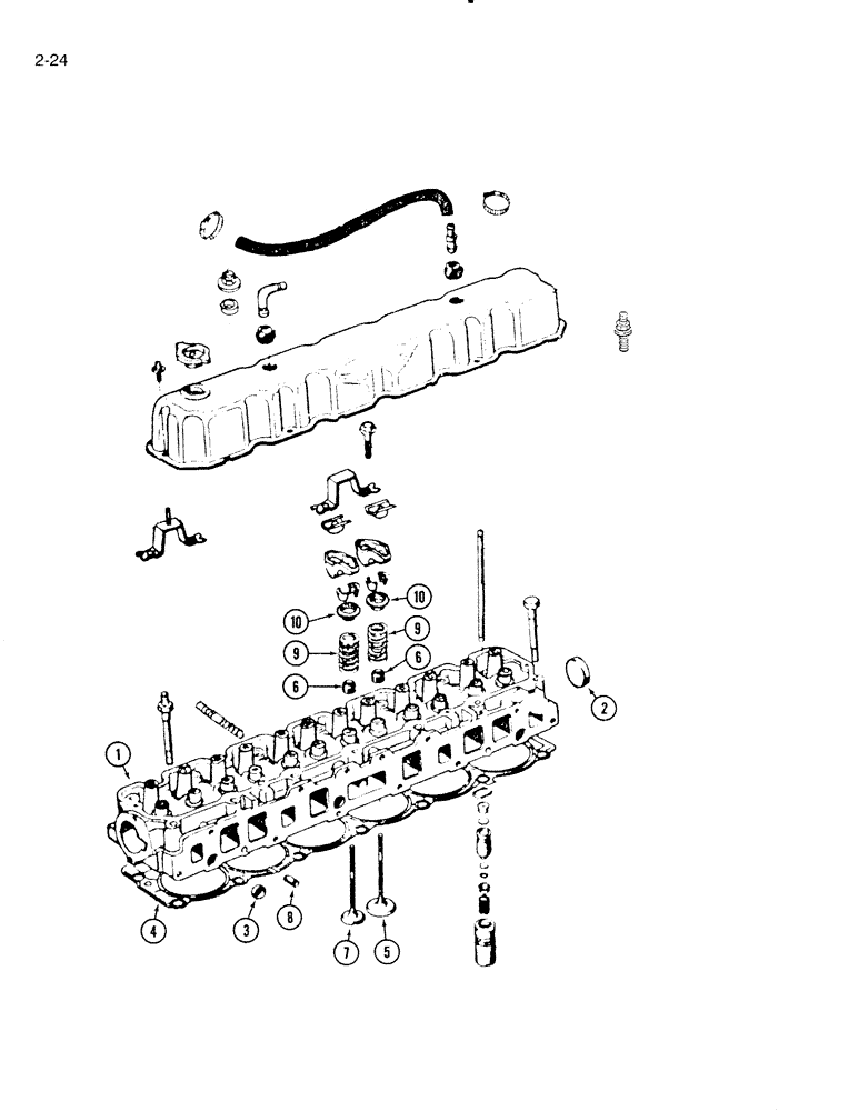 Схема запчастей Case IH 4000 - (2-24) - CYLINDER HEAD, C-258 ENGINE P.I.N. 9001 THROUGH 10008, C-258 ENGINE P.I.N. 372001 AND AFTER (02) - ENGINE