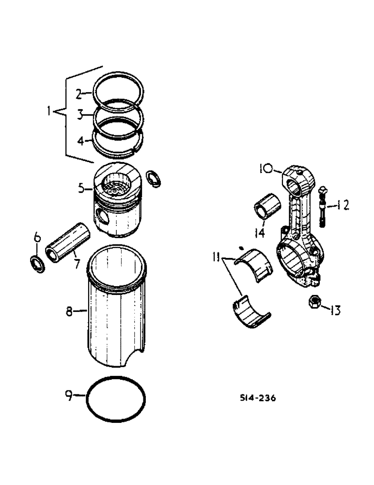 Схема запчастей Case IH 2500 - (12-024) - CONNECTING ROD, PISTON AND SLEEVE Power