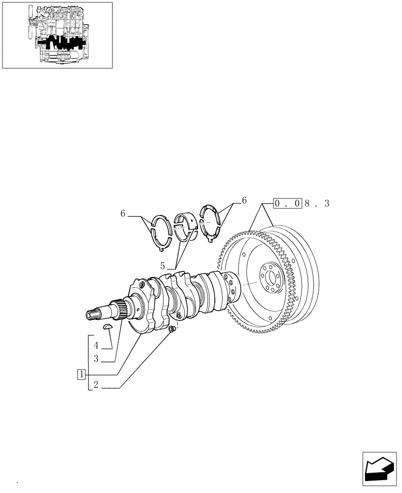 Схема запчастей Case IH JX1060C - (0.08.0) - CRANKSHAFT (01) - ENGINE