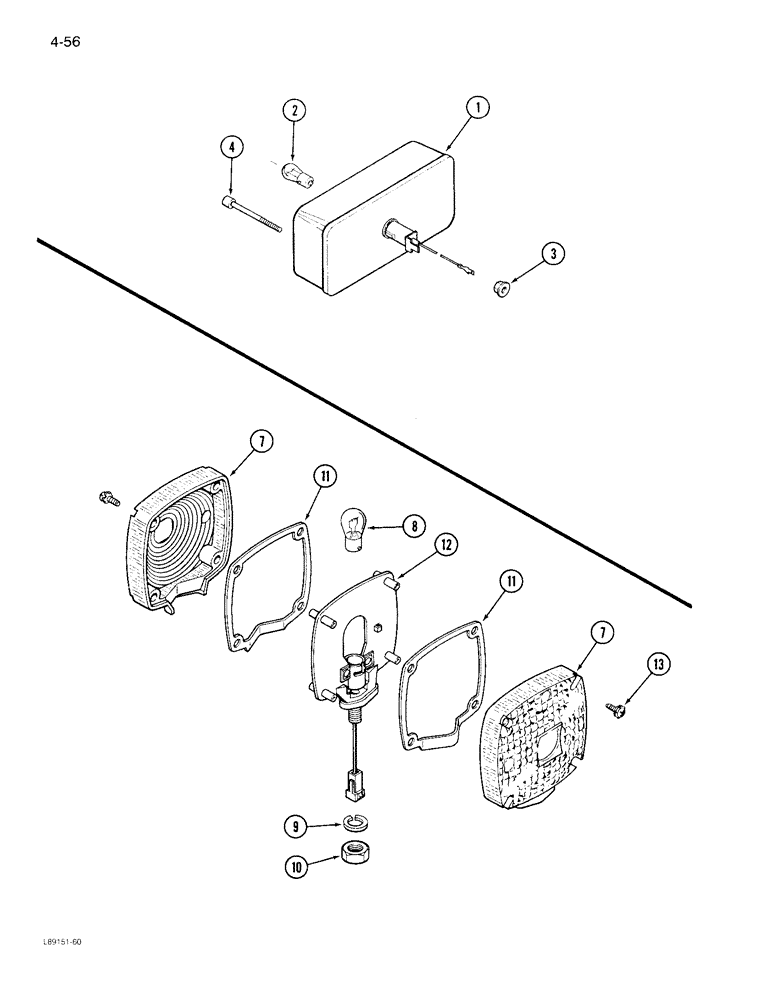 Схема запчастей Case IH 1844 - (4-56) - REAR WARNING LIGHT, SIDE WARNING LIGHT (06) - ELECTRICAL SYSTEMS