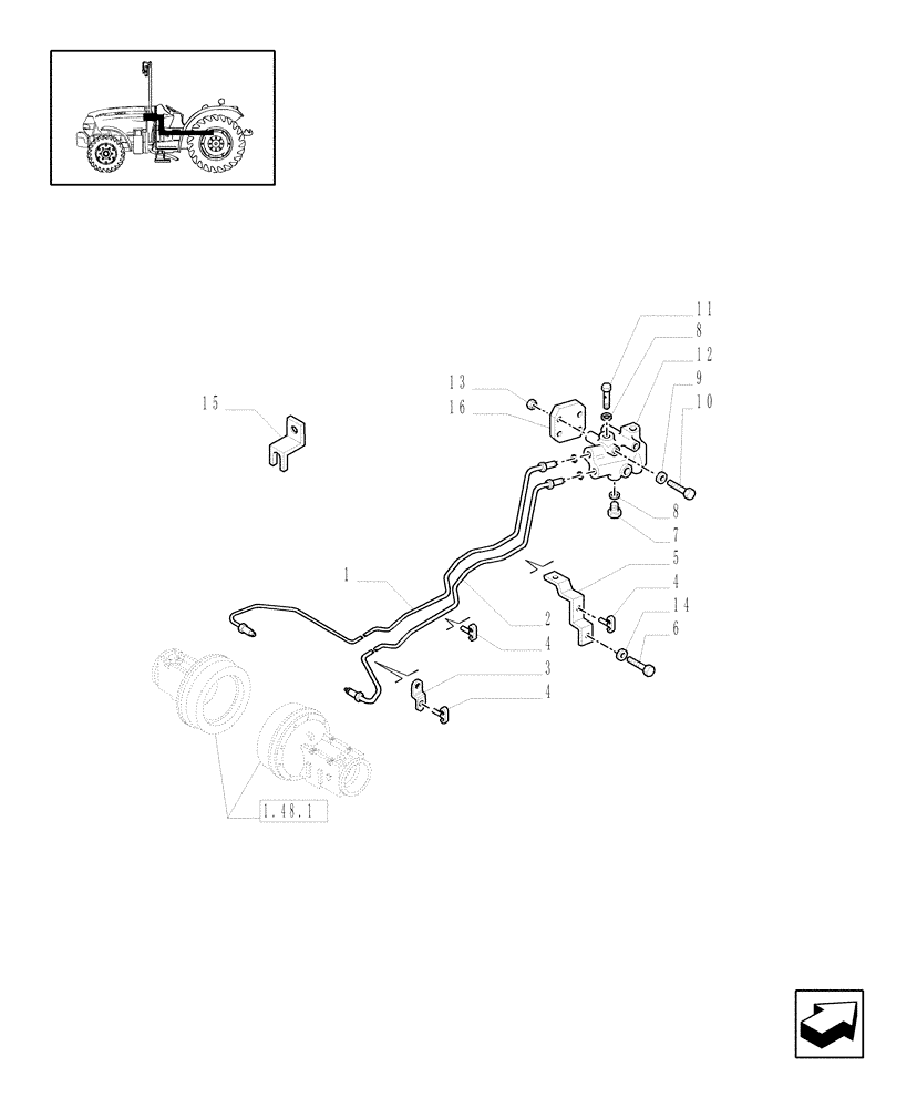 Схема запчастей Case IH JX1075N - (1.68.5) - BRAKE PIPING (05) - REAR AXLE