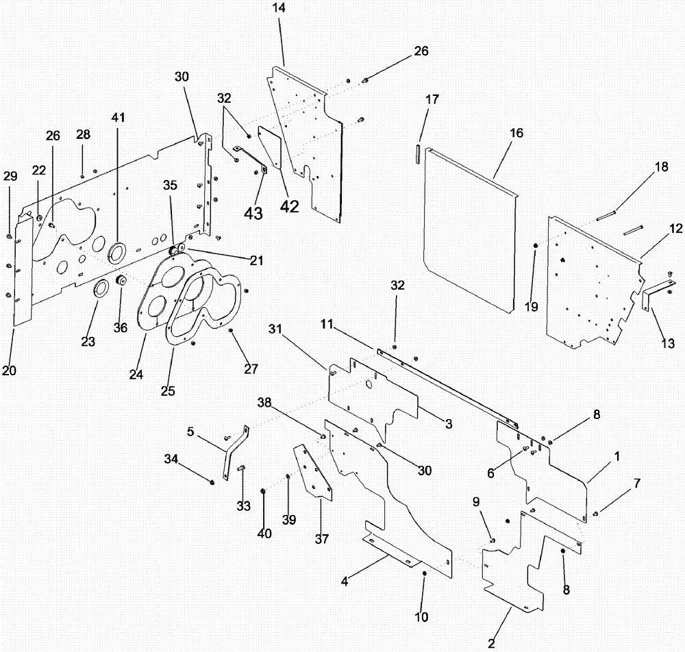 Схема запчастей Case IH 620 - (09F-01) - FRONT DECK - SHIELDS, ENGINE AND RADIATOR (12) - CHASSIS