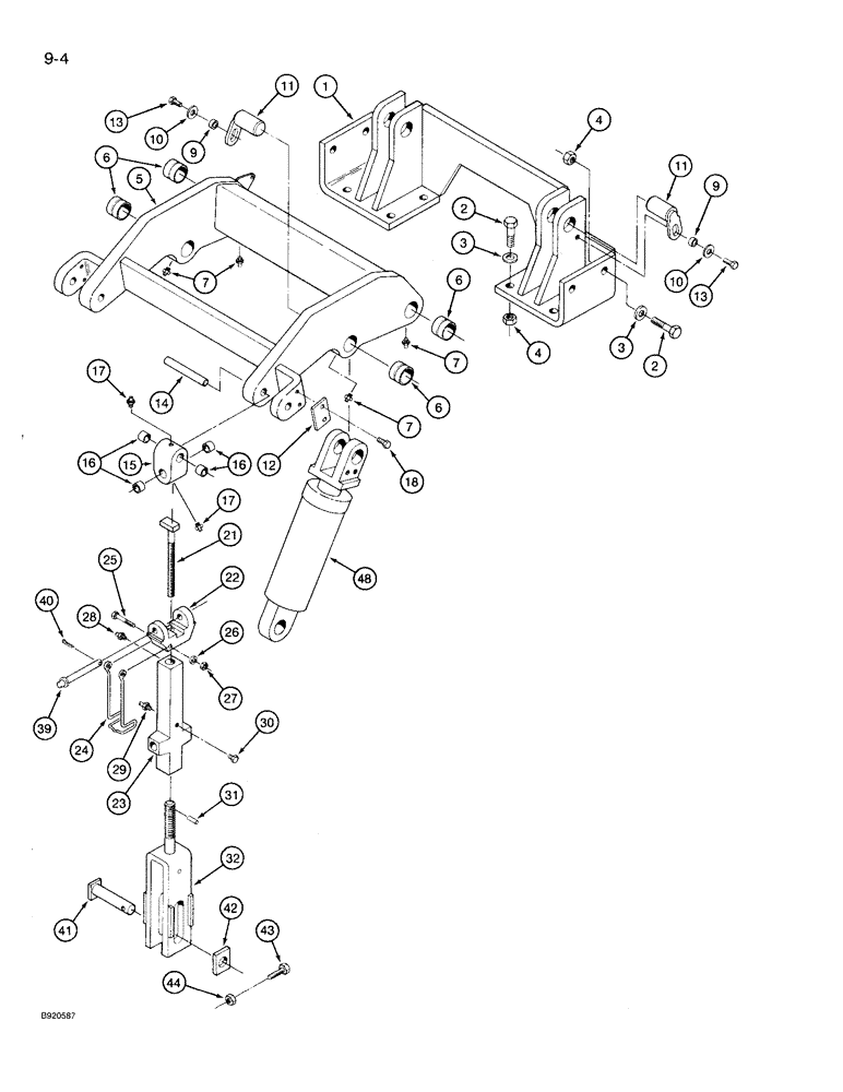 Схема запчастей Case IH 9210 - (9-004) - HITCH ROCKERSHAFT, P.I.N. JCB0028400 AND AFTER (09) - CHASSIS/ATTACHMENTS