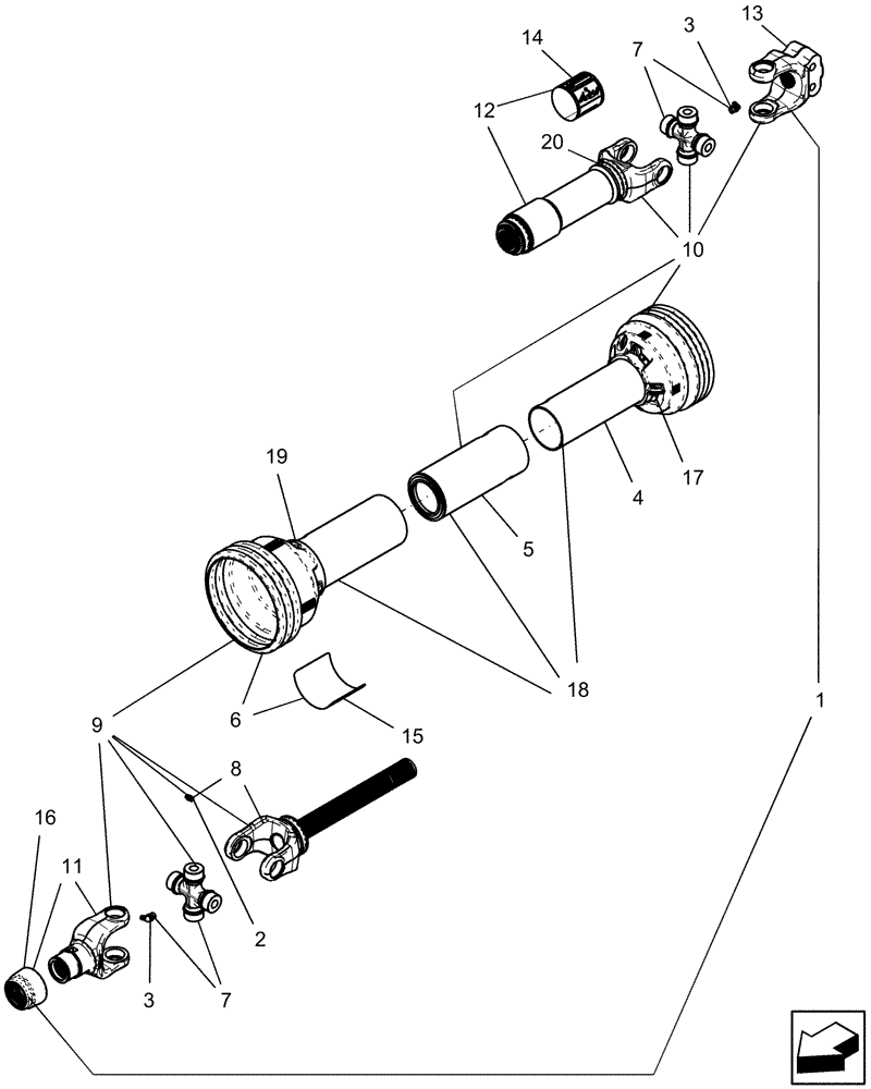 Схема запчастей Case IH 1240 - (31.220.06) - PTO DRIVESHAFTS 87607920 AND 87638239 (31) - IMPLEMENT POWER TAKE OFF