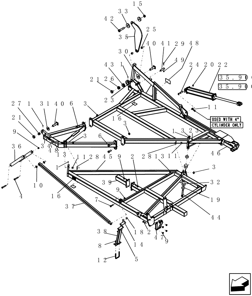 Схема запчастей Case IH 600 - (39.100.03) - 12 FIVE SECTION INNER WING ASSEMBLY (39) - FRAMES AND BALLASTING