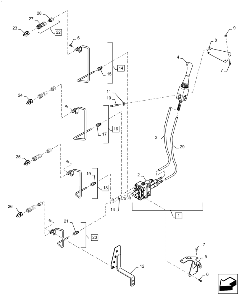 Схема запчастей Case IH FARMALL 40B - (88.100.02) - DIA KIT, 2 FUNCTION MID MOUNT REMOTE HYDRAULIC VALVE - 710440166 (88) - ACCESSORIES