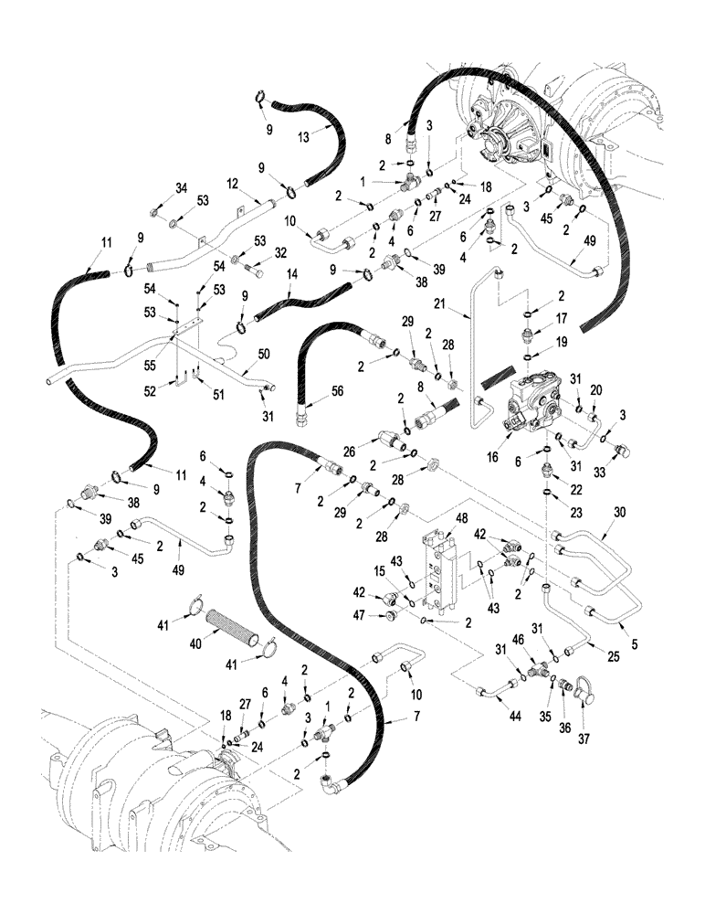 Схема запчастей Case IH STX480 - (08-08) - 500 SERIES AXLE HYDRAULICS - LUBRICATION CIRCUIT, WHEEL TRACTOR (08) - HYDRAULICS