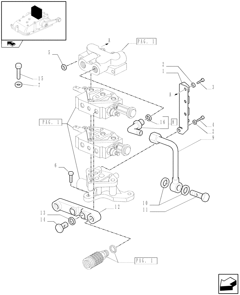 Схема запчастей Case IH FARMALL 95C - (1.82.7/05[03]) - 2 REAR REMOTE VALVES - BRACKETS, UNION AND QUICK COUPLING (VAR.330108) (07) - HYDRAULIC SYSTEM