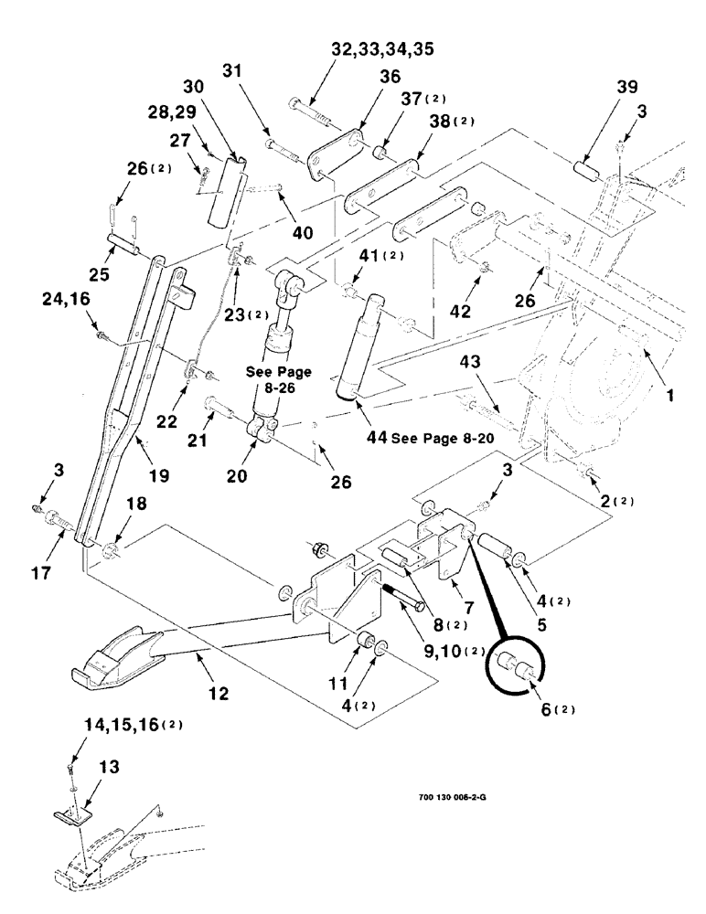 Схема запчастей Case IH 8850 - (08-24) - HEADER FLOTATION AND LIFT ARM ASSEMBLY, RIGHT (08) - HYDRAULICS