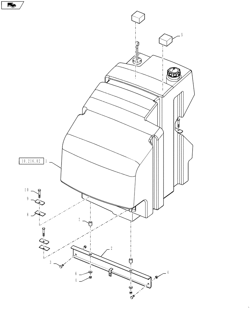 Схема запчастей Case IH 4430 - (10.216.01) - FUEL TANK MOUNTING (10) - ENGINE