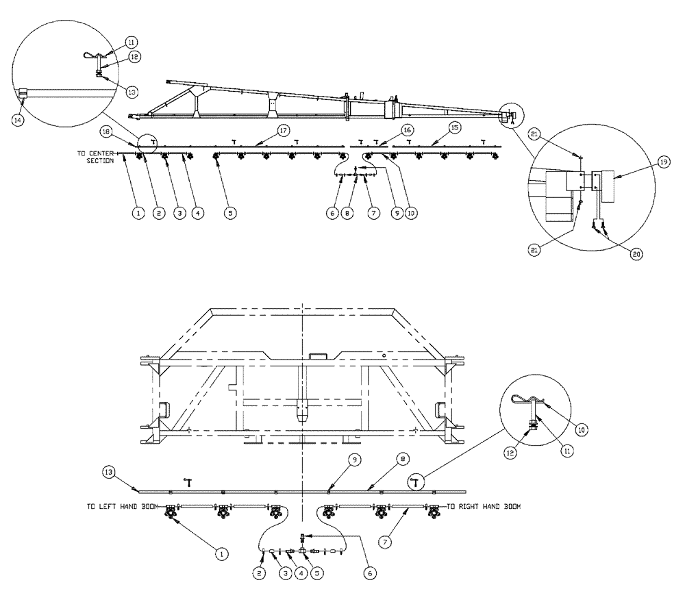 Схема запчастей Case IH PATRIOT XL - (09-028[02]) - 60 3-BOOM SHUTOFF-20" ON CENTER-NOZZLES, LH BOOM 5-WAY NOZZLES Liquid Plumbing