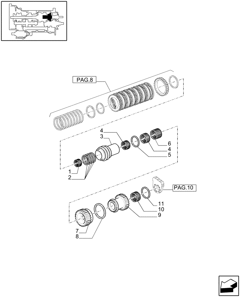 Схема запчастей Case IH MXU100 - (1.28.1/05[09]) - (VAR.085-087) 16X16 (SPS) W/P. SHUTTLE & ADV. HARNESS - FAST RANGE GEAR (03) - TRANSMISSION