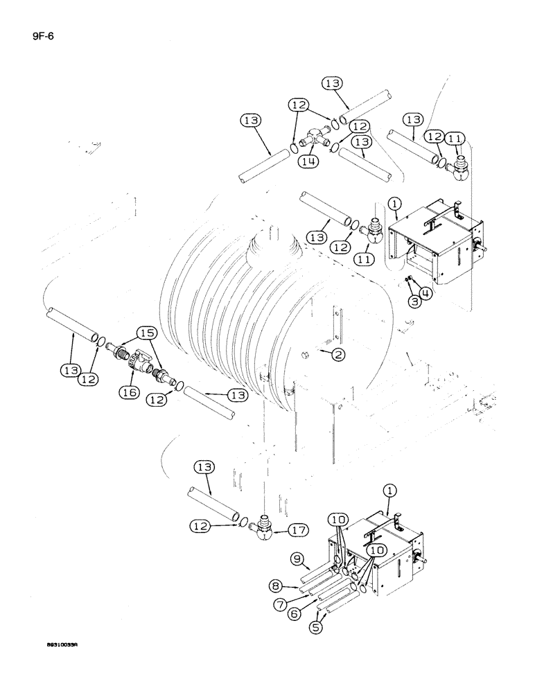 Схема запчастей Case IH 950 - (9F-06) - LIQUID FERTILIZER SQUEEZE PUMP SYSTEM, 8 ROW WIDE AND 12 ROW NARROW, VERTICAL FOLD (09) - CHASSIS/ATTACHMENTS