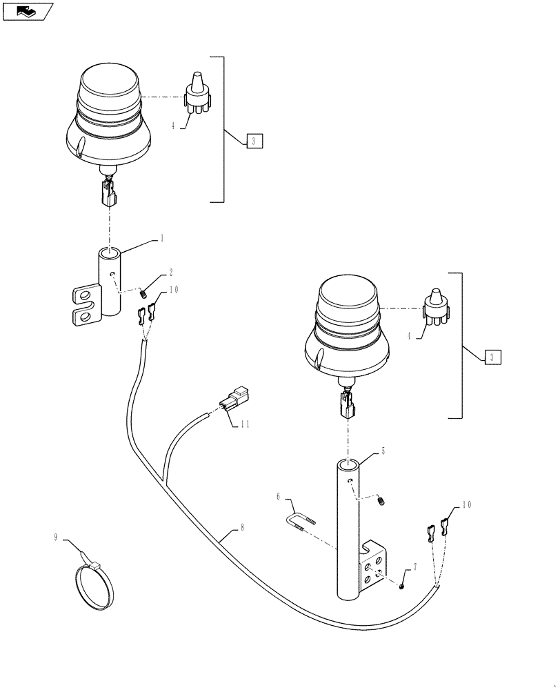 Схема запчастей Case IH STX425 - (04-11) - LAMP - STROBE (04) - ELECTRICAL SYSTEMS