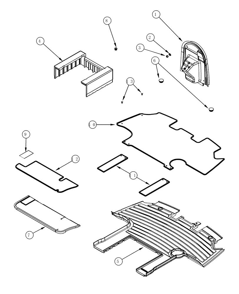 Схема запчастей Case IH MX180 - (09-24) - CAB FLOOR MAT AND INSULATION (09) - CHASSIS/ATTACHMENTS