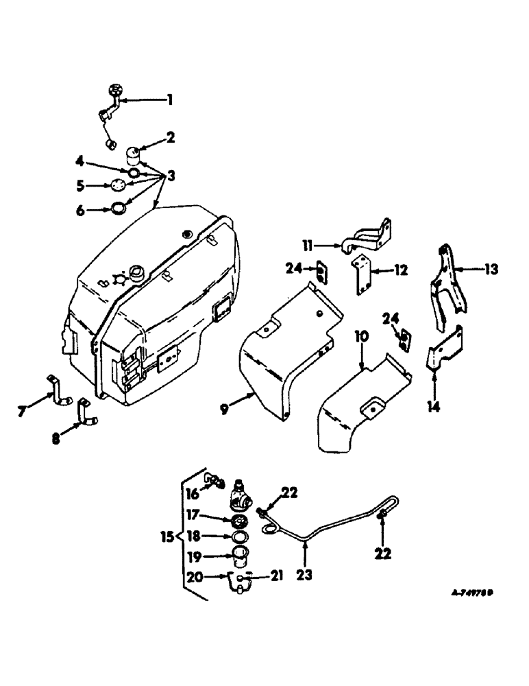 Схема запчастей Case IH 856 - (E-03) - FUEL SYSTEM, FUEL TANK SUPPORTS AND PIPING, GASOLINE ENGINE TRACTORS (02) - FUEL SYSTEM