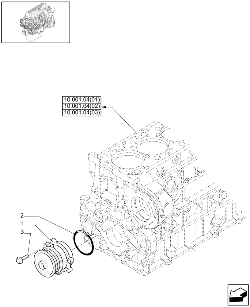 Схема запчастей Case IH 7010 - (10.402.03) - WATER PUMP & RELATED PARTS - 8010 (10) - ENGINE