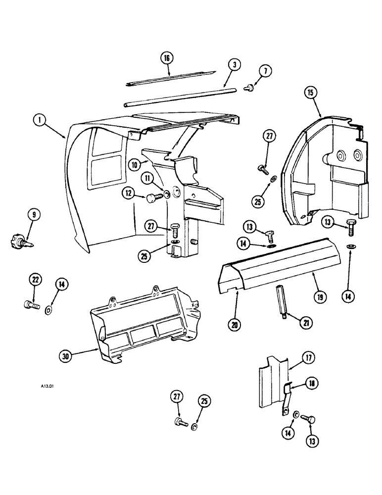 Схема запчастей Case IH 2120 - (2-08) - ENGINE SHIELDS (3 CYL), 2120, 2130 (02) - ENGINE