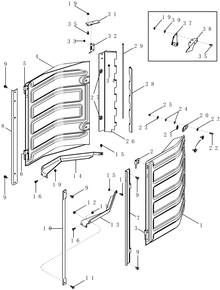 Схема запчастей Case IH CPX610 - (09A-31A) - FRONT AND REAR DOORS - ASN JJC0250200 (13) - PICKING SYSTEM