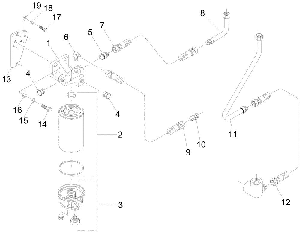 Схема запчастей Case IH A7000 - (C01.04[01]) - Fuel Lines and Water Separator {DS11} (02) - FUEL SYSTEM