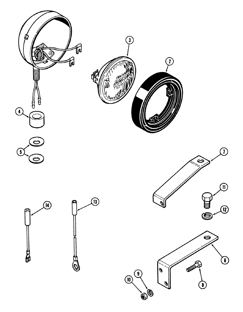 Схема запчастей Case IH 1490 - (S14-1) - LOWER FLOOD LAMP ATTACHMENT (06) - ELECTRICAL SYSTEMS