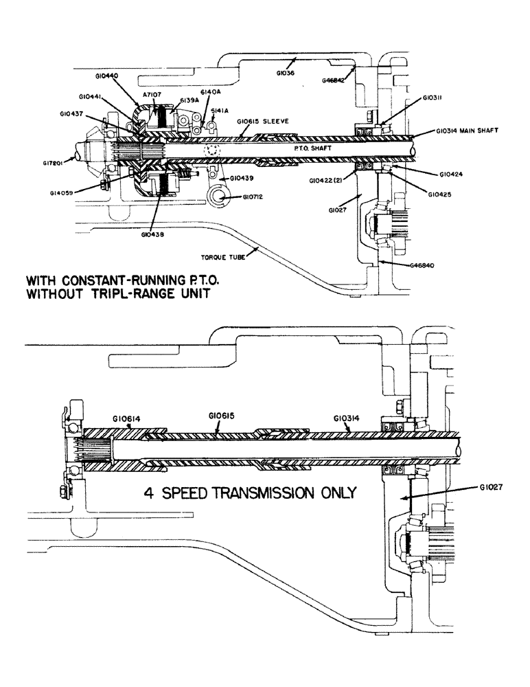 Схема запчастей Case IH 600B-SERIES - (063) - WITH CONSTANT RUNNING P.T.O., WITHOUT TRIPLE RANGE UNIT, 4 SPEED TRANSMISSION ONLY (06) - POWER TRAIN