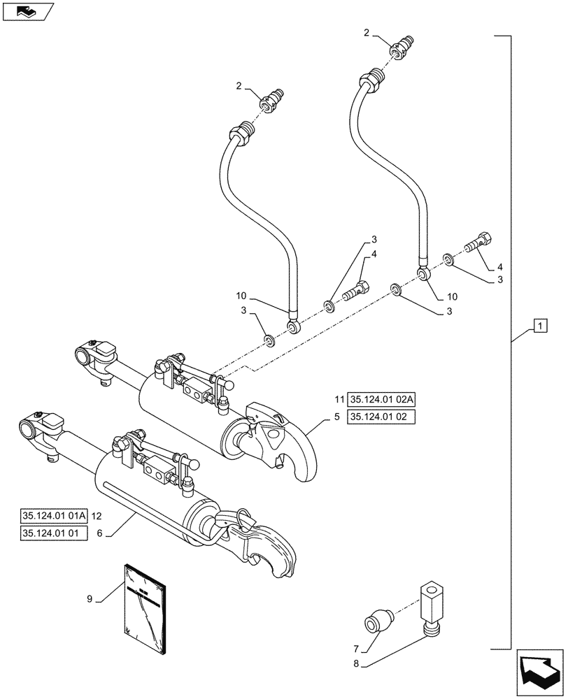 Схема запчастей Case IH PUMA 160 - (88.035.11) - DIA KIT, HYDRAULIC ADJUST TOP LINK (88) - ACCESSORIES