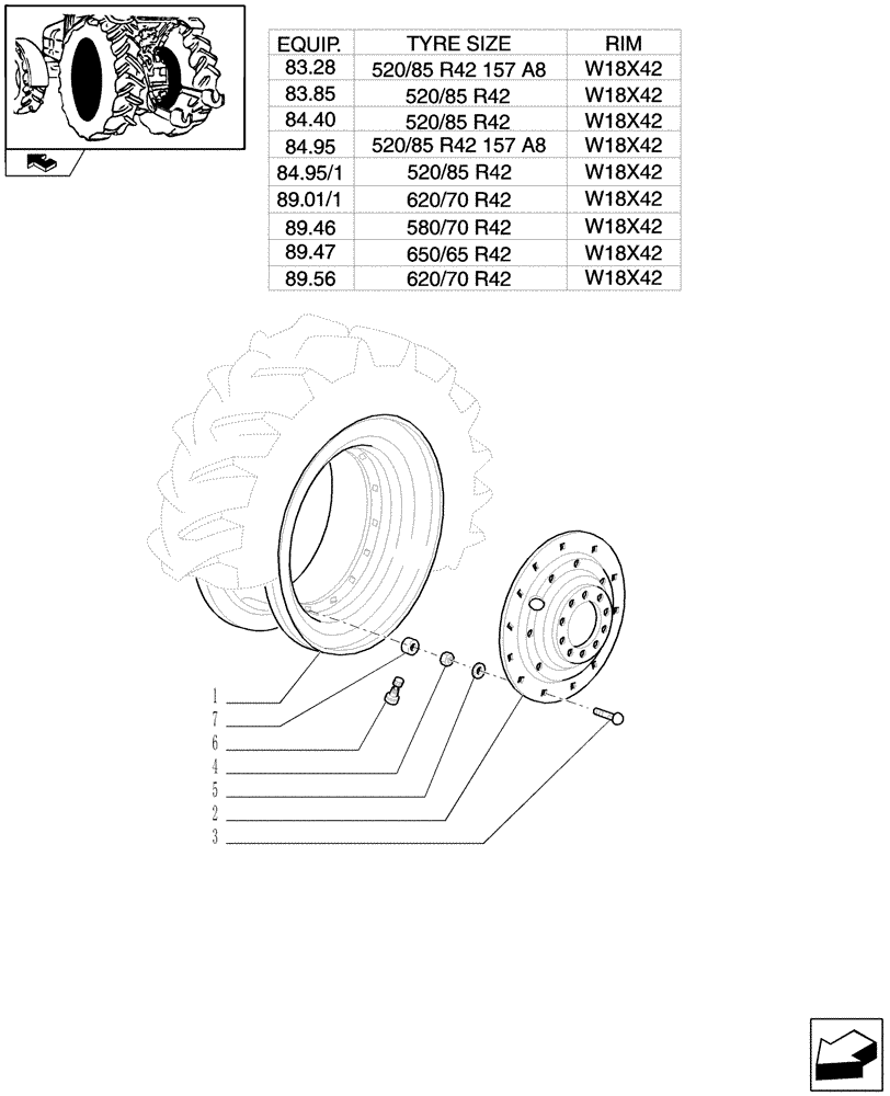 Схема запчастей Case IH PUMA 225 - (83.00[06]) - REAR WHEELS (11) - WHEELS/TRACKS