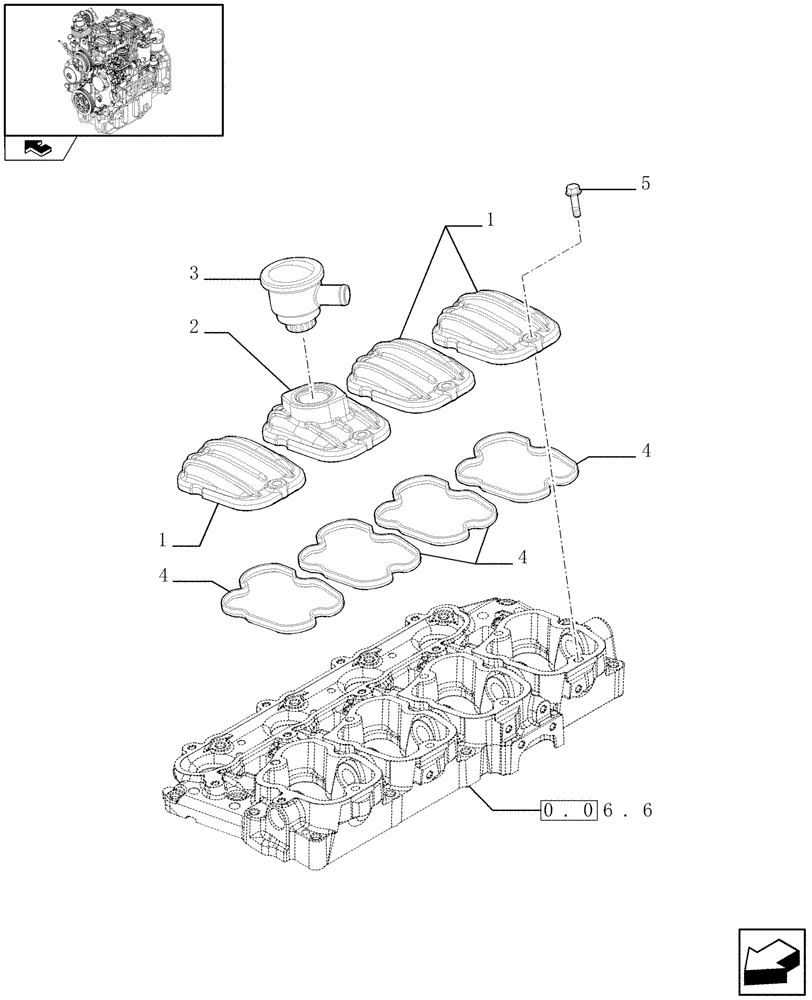 Схема запчастей Case IH FARMALL 75N - (0.06.3) - CYLINDER HEAD COVERS (01) - ENGINE