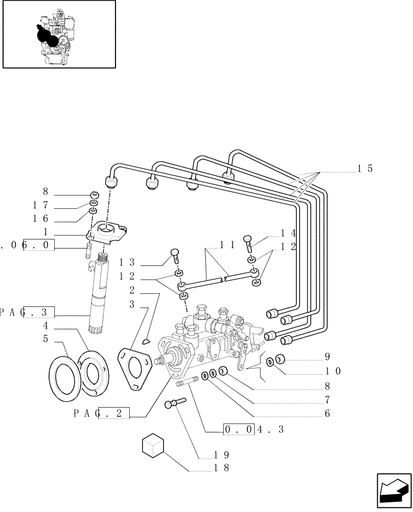 Схема запчастей Case IH JX100U - (0.14.0[01]) - FUEL SYSTEM - INJECTION PUMP (01) - ENGINE