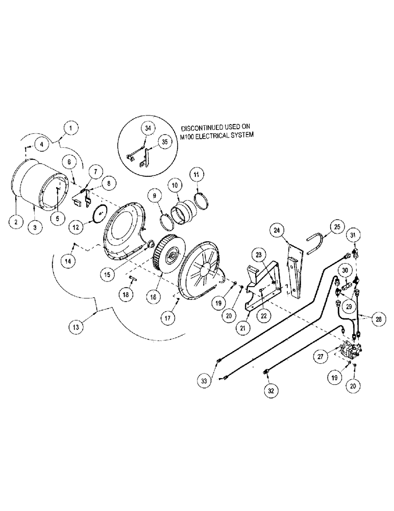 Схема запчастей Case IH 2400 - (E34) - HYDRAULIC BLOWER AND MOUNTING 