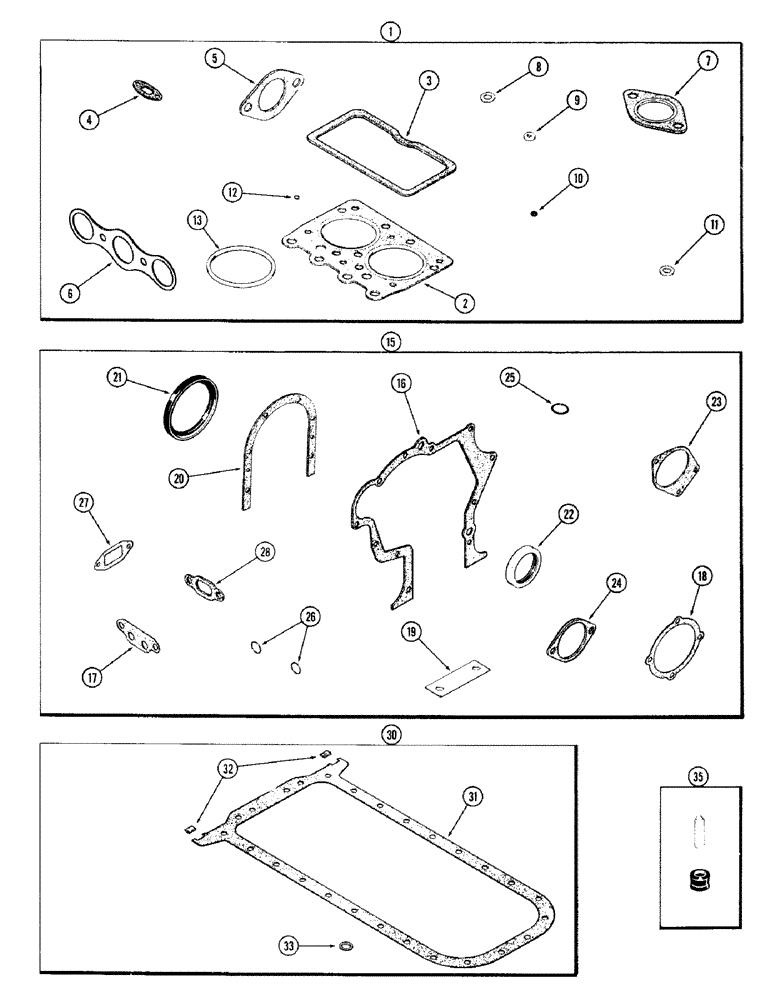 Схема запчастей Case IH 870 - (053A) - ENGINE GASKET KITS, (301B) SPARK IGNITION ENGINE, USED PRIOR TO ENG. SER. NO. 2322106 (02) - ENGINE