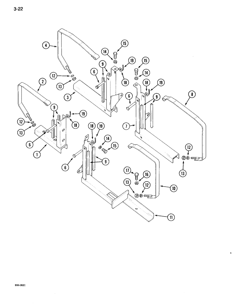 Схема запчастей Case IH 995 - (3-22) - FUEL TANK MOUNTINGS, TRACTOR WITH CAB (03) - FUEL SYSTEM