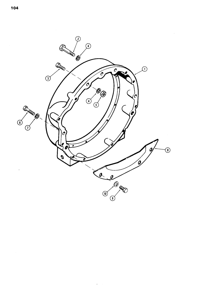 Схема запчастей Case IH 504D - (104) - FLYWHEEL HOUSING, NUMBER TWO SAE, C (10) - ENGINE