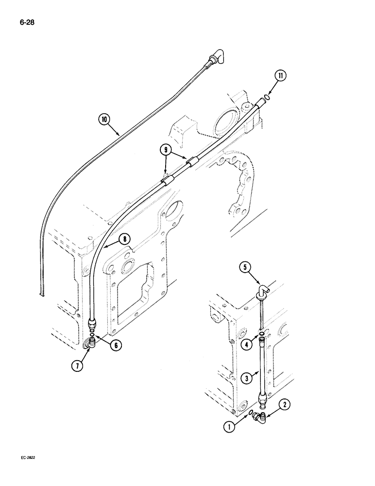 Схема запчастей Case IH 695 - (6-028) - REAR FRAME, OIL LEVEL GAUGE, TRACTOR WITHOUT CAB (06) - POWER TRAIN